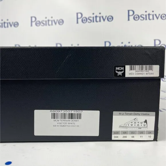 MCM Terrain Derby Visetos White Leather Low Top Sneakers US 11 EU 44 - Picture 8 of 8